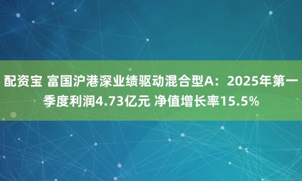 配资宝 富国沪港深业绩驱动混合型A：2025年第一季度利润4.73亿元 净值增长率15.5%