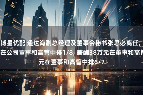 博星优配 通达海副总经理及董事会秘书张思必离任, 年龄59岁在公司董事和高管中排1/8, 薪酬38万元在董事和高管中排6/7