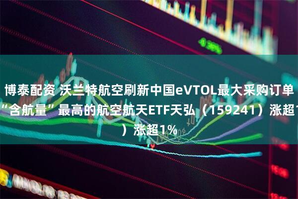 博泰配资 沃兰特航空刷新中国eVTOL最大采购订单，“含航量”最高的航空航天ETF天弘（159241）涨超1%